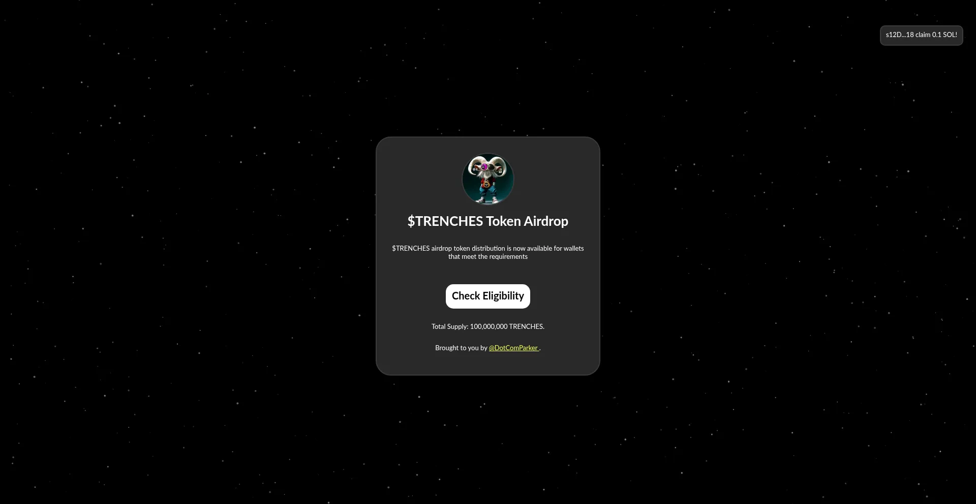 Website screenshot of Parker-drops.xyz