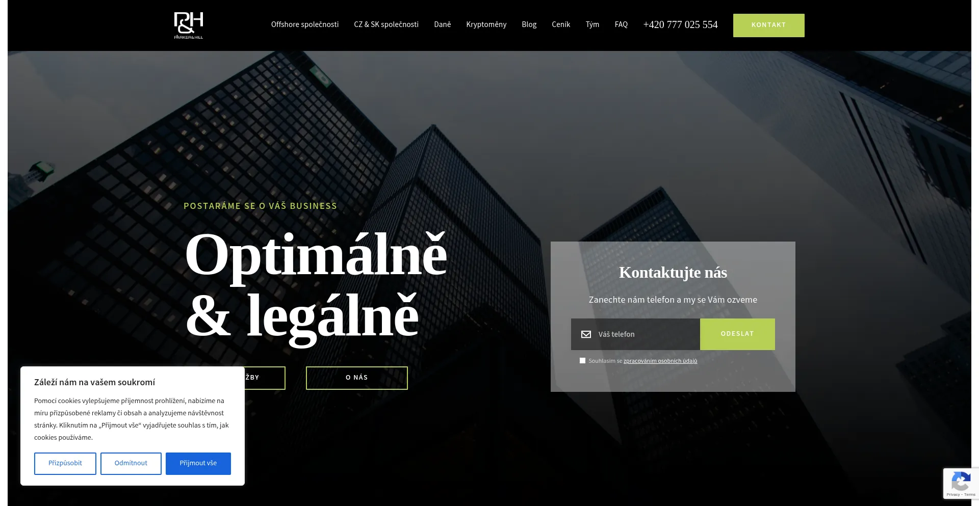 Website screenshot of Parkerhill.cz