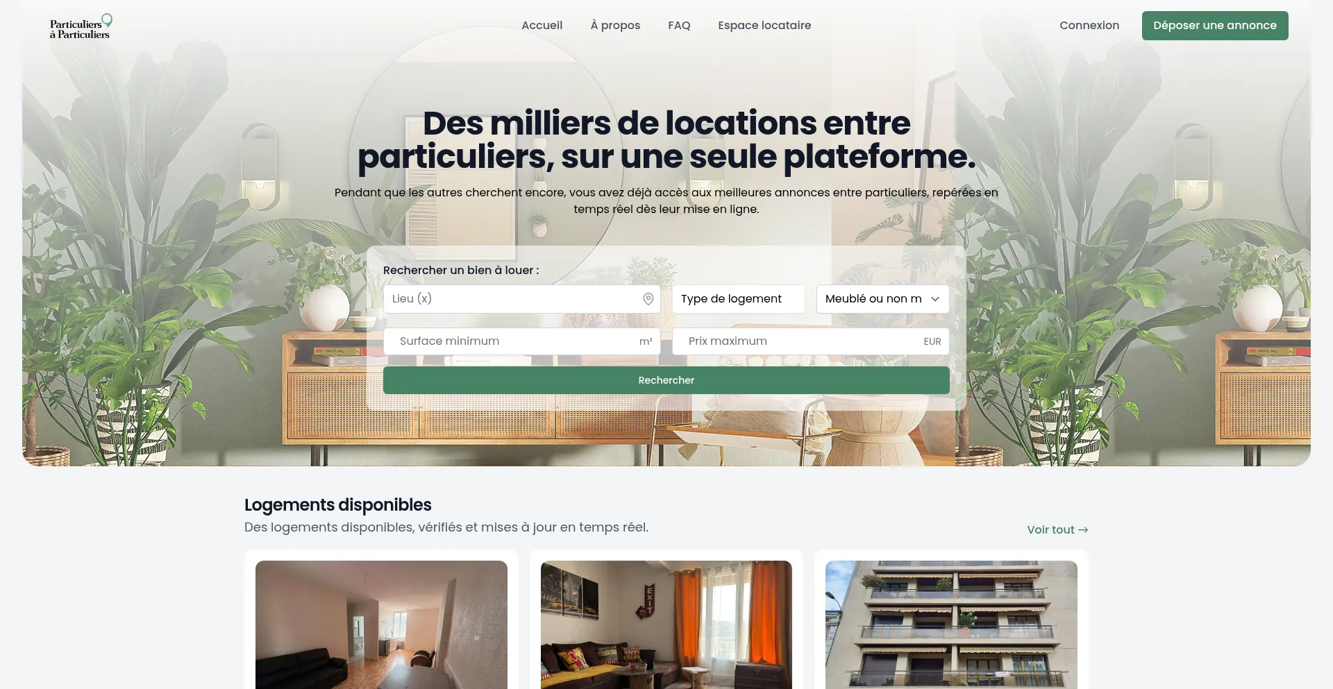 Website screenshot of Particuliersaparticuliers.io