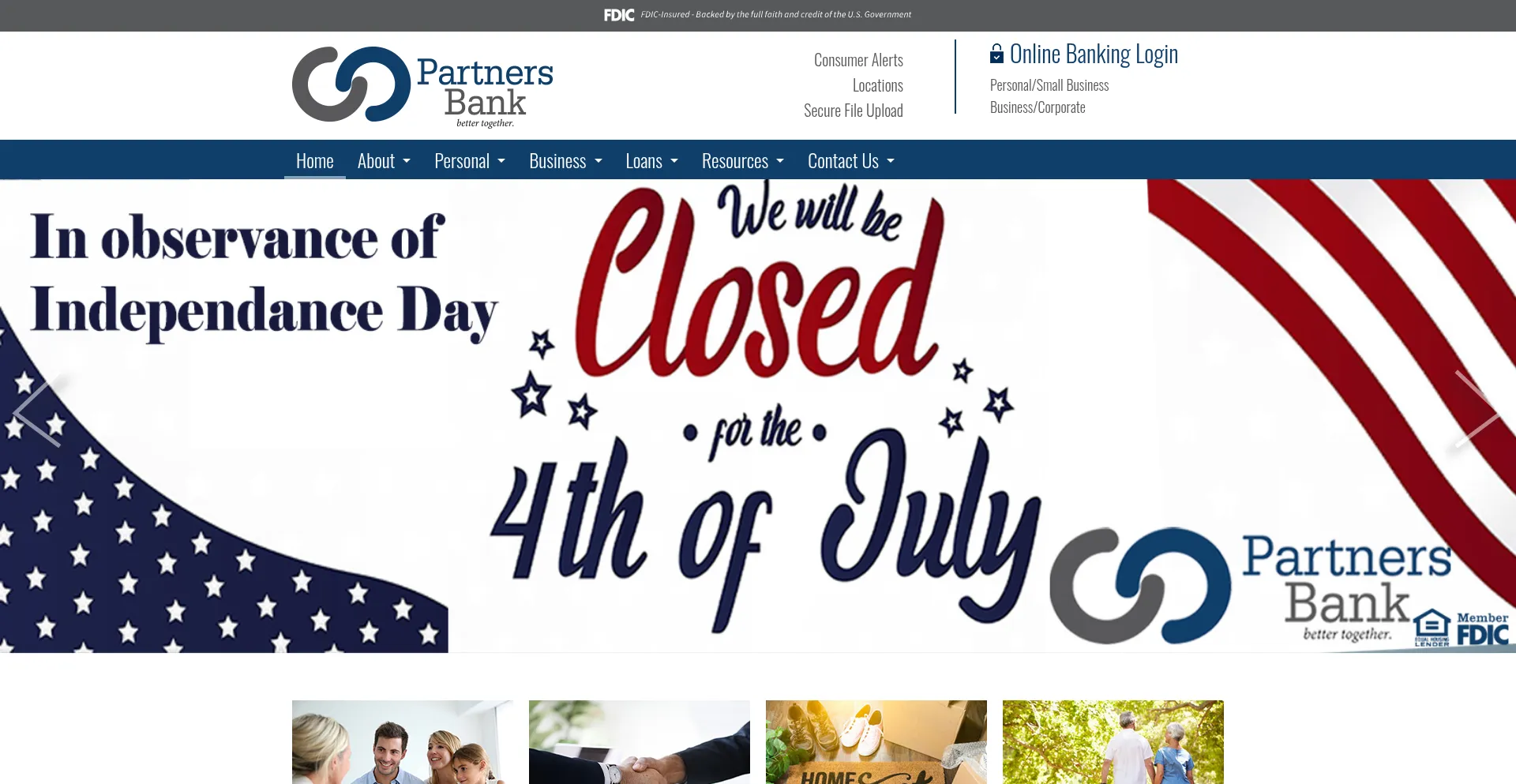 Website screenshot of Partnersbankwi.com