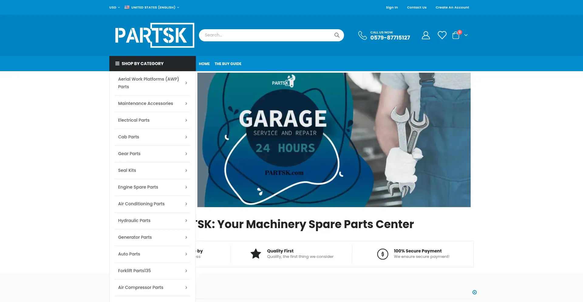 Website screenshot of Partsk.com