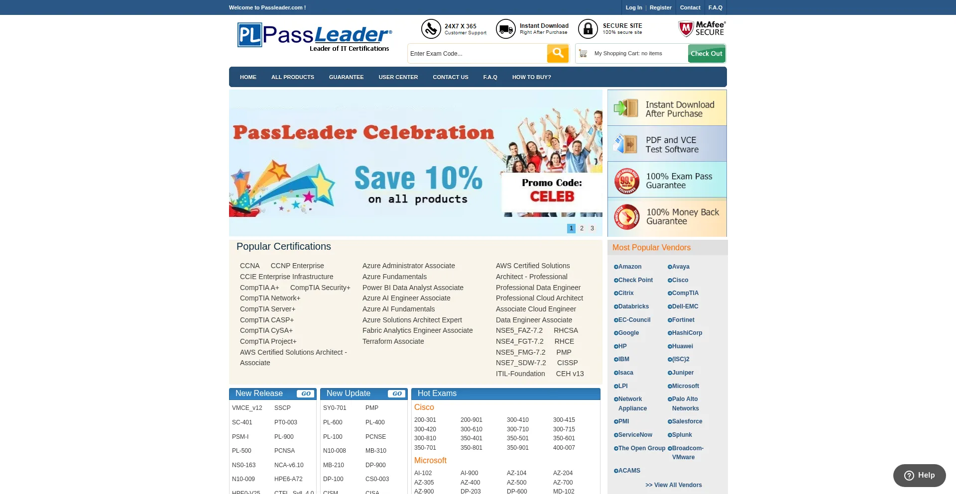 Passleader.com Screenshot