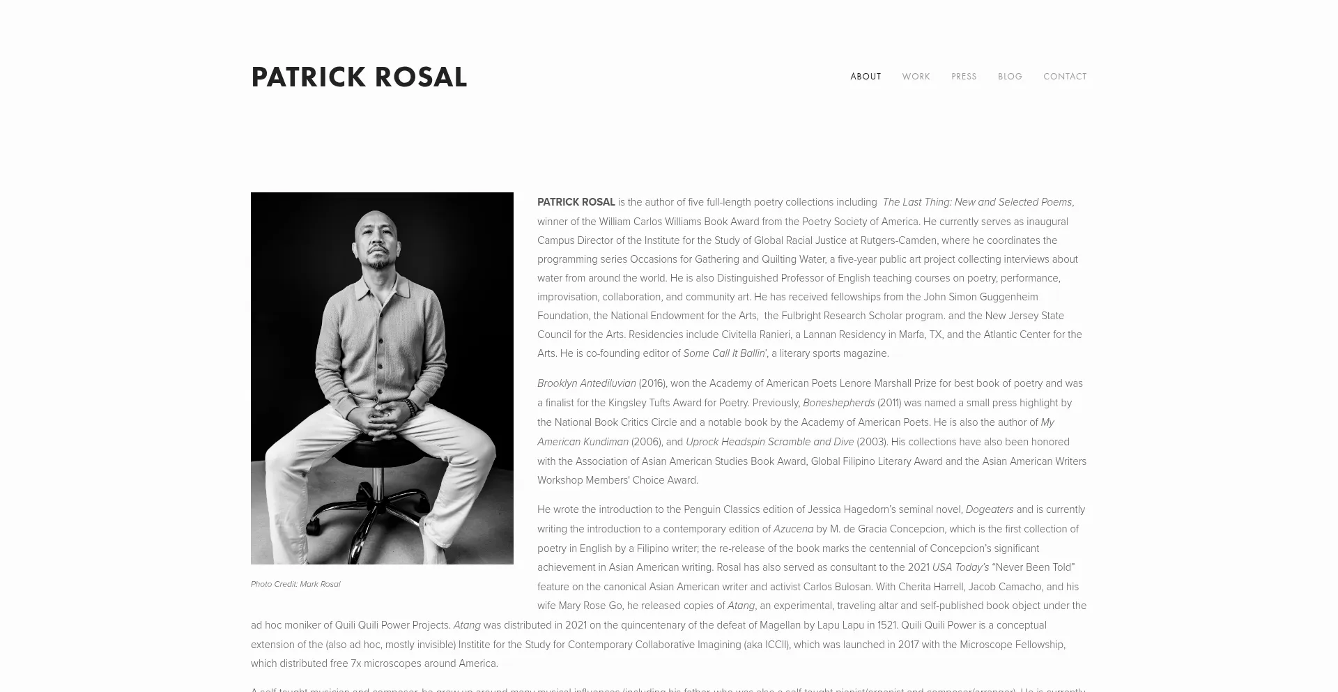 Website screenshot of Patrickrosal.com