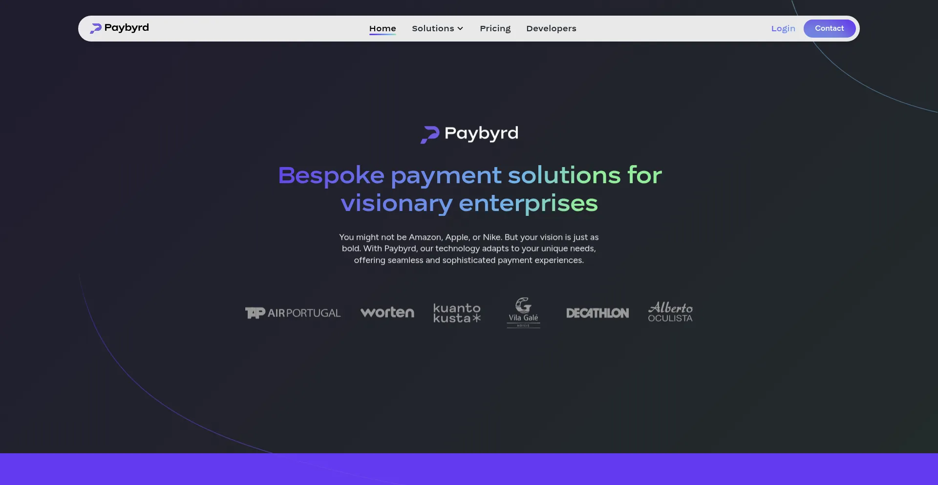 Website screenshot of Paybyrd.com