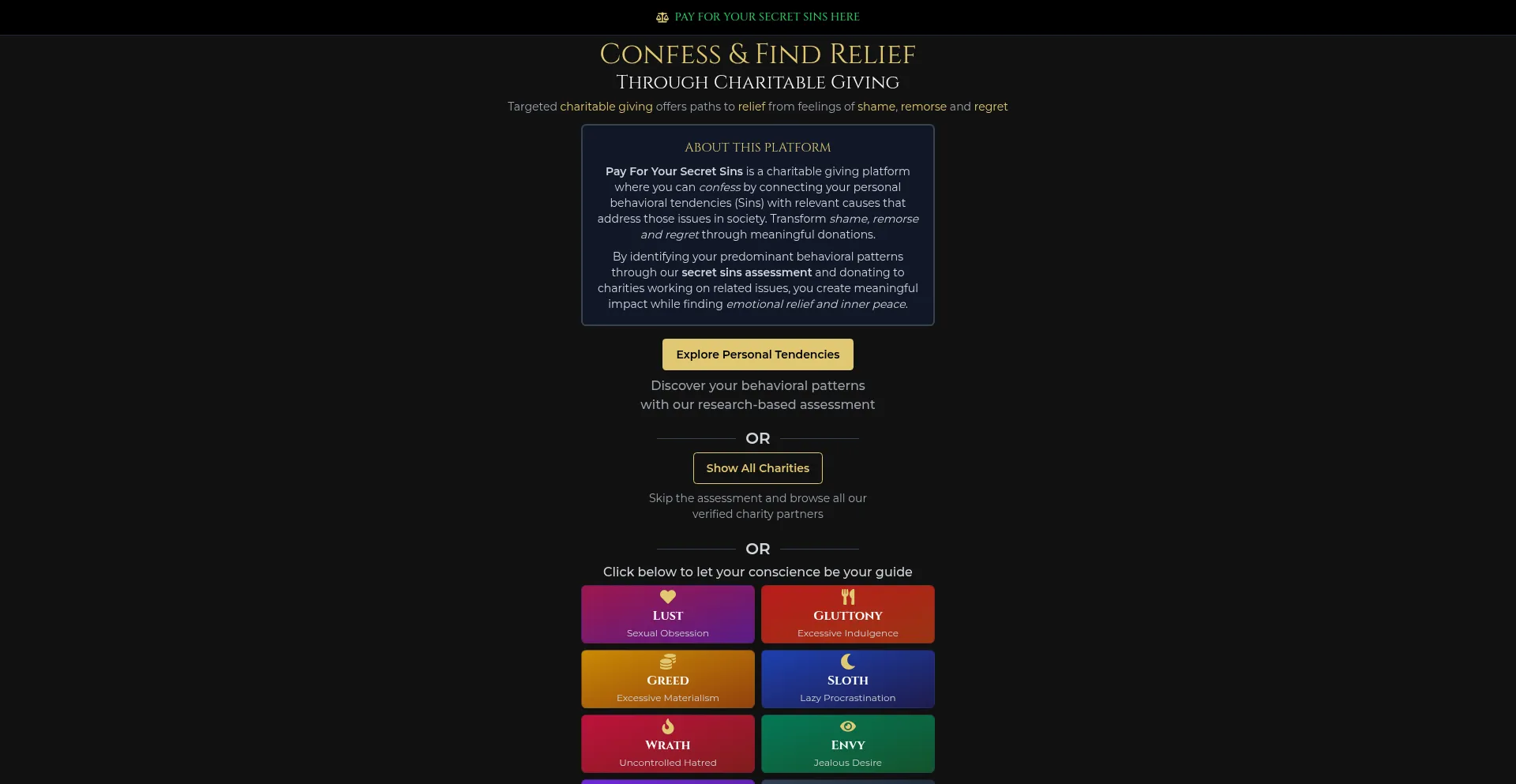 Payforyoursecretsins.org Screenshot