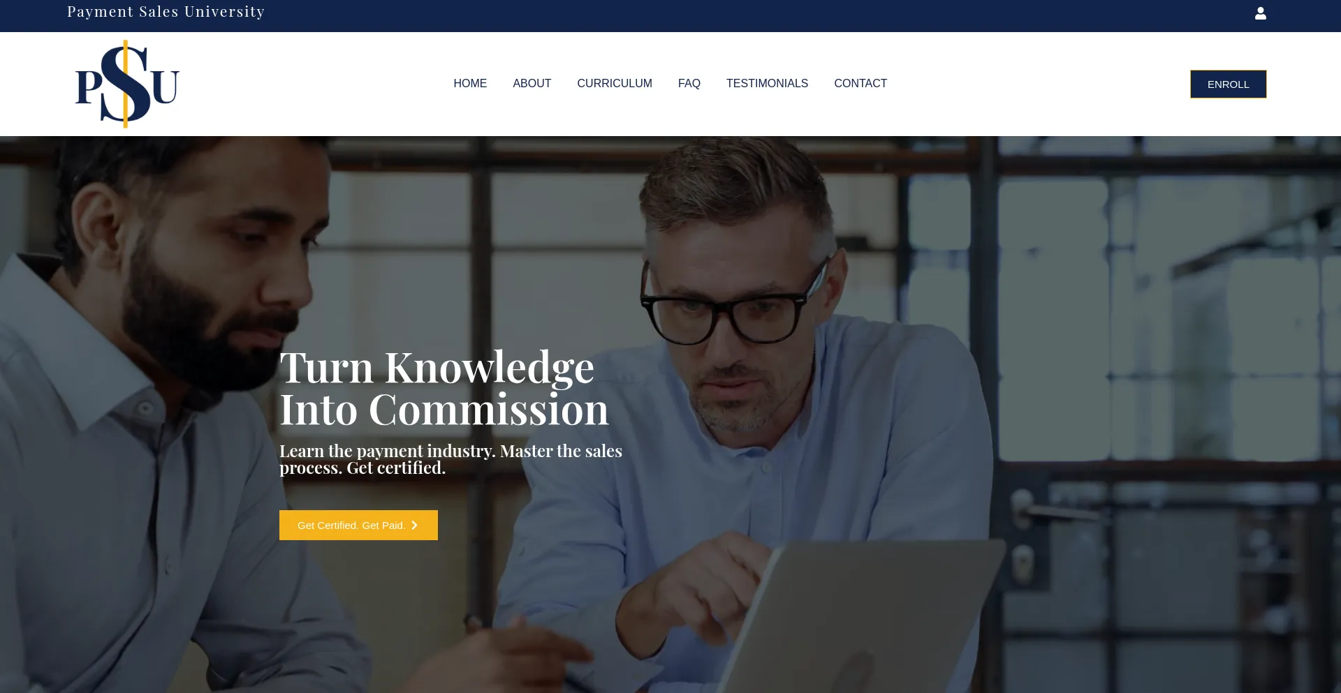 Website screenshot of Paymentsalesuniversity.com