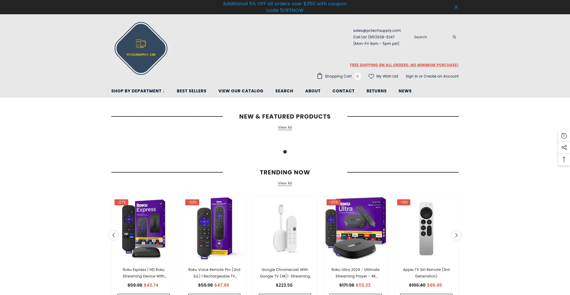 Website screenshot of Pctechsupply.com