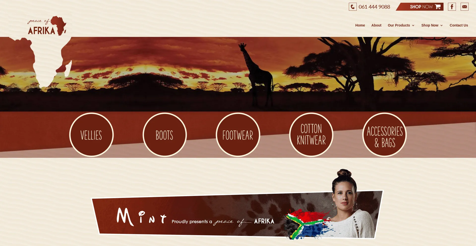 Website screenshot of Peaceofafrika.co.za