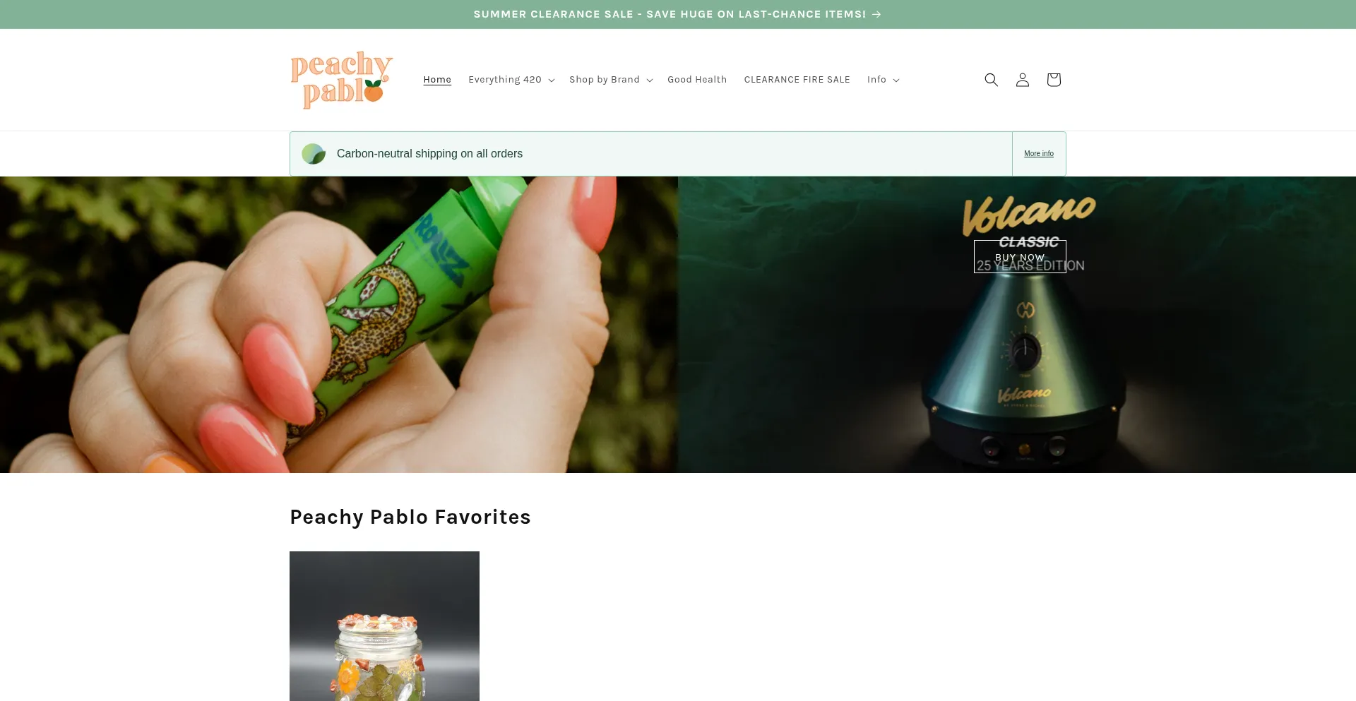 Website screenshot of Peachypablo.com