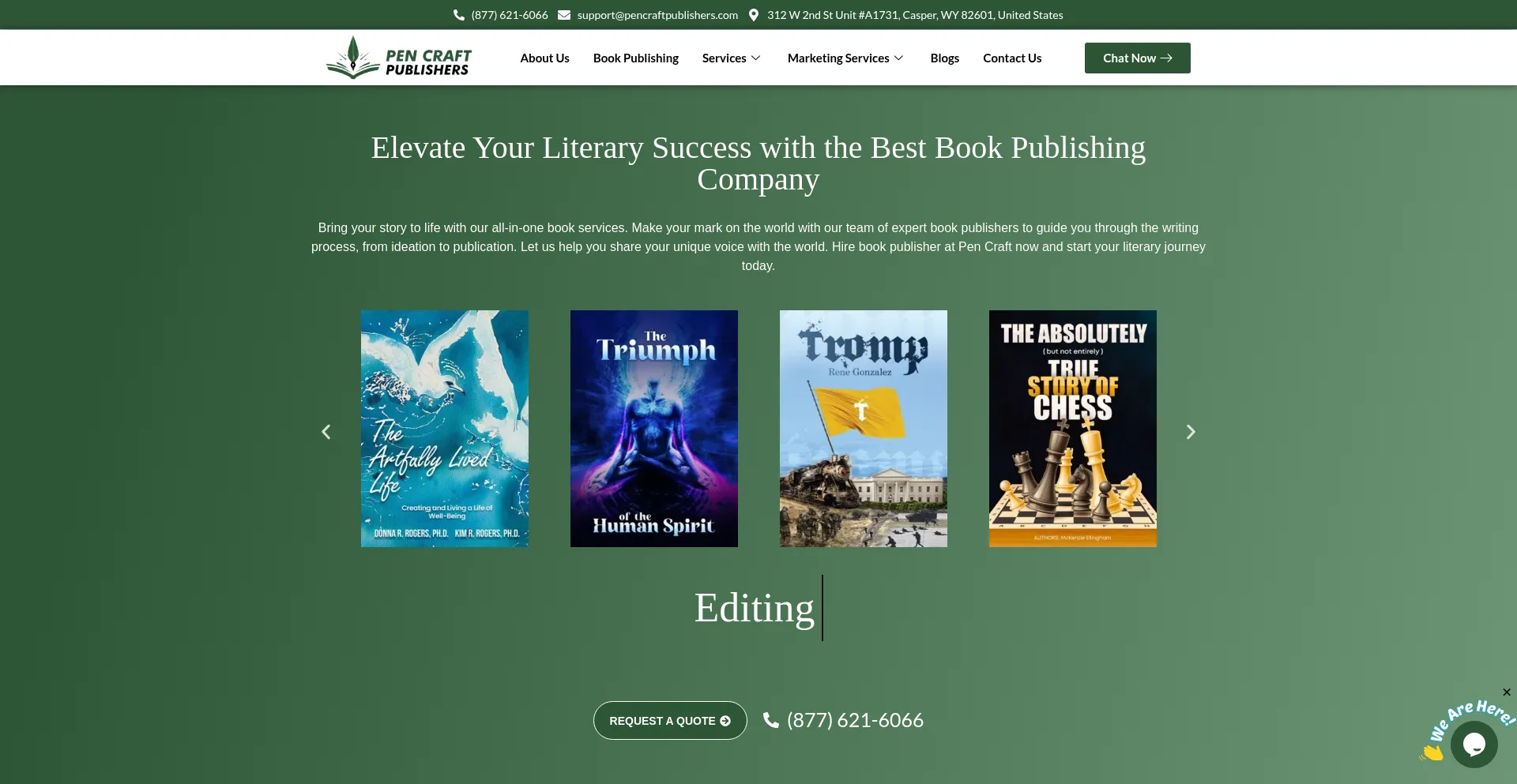 Website screenshot of Pencraftpublishers.com