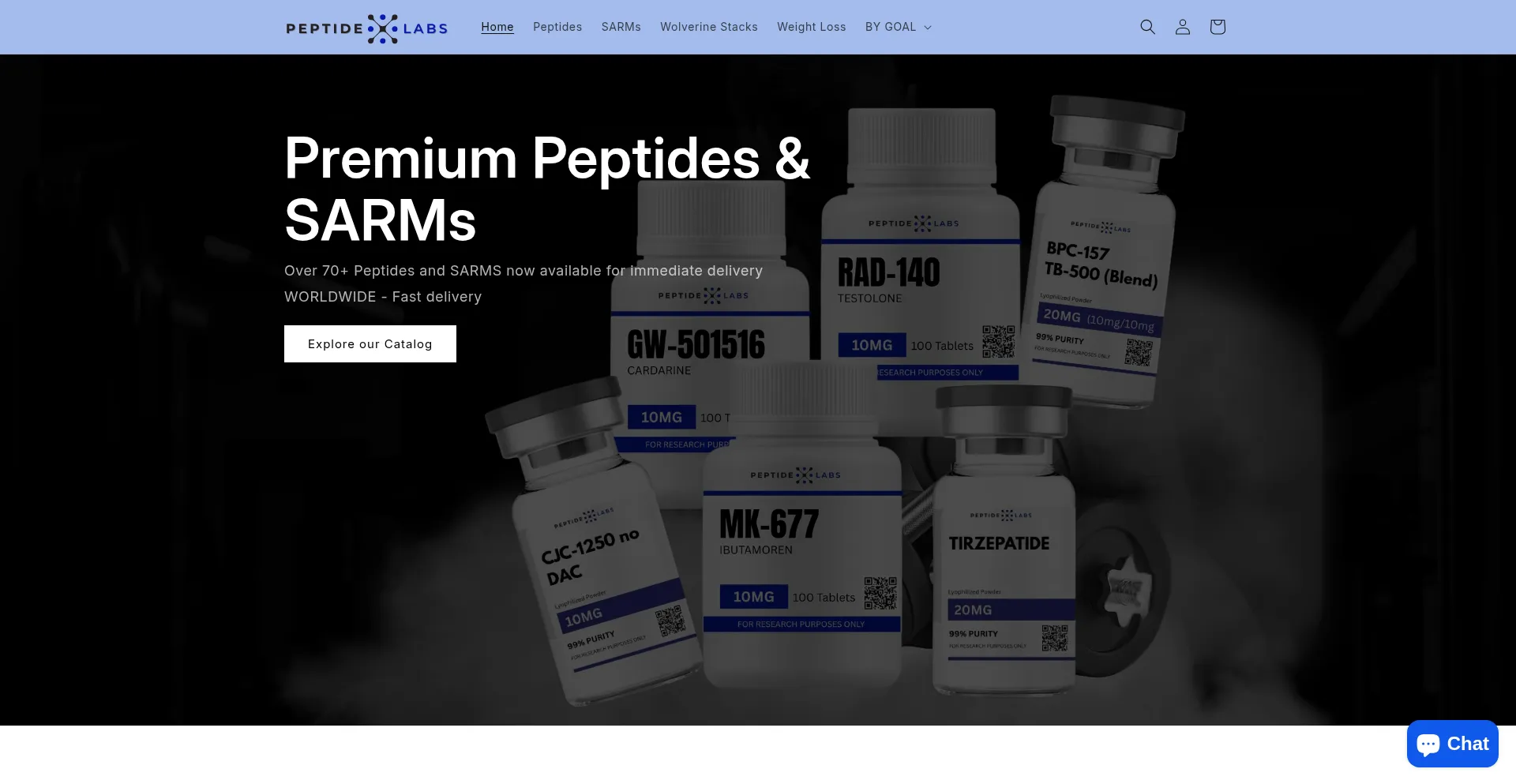 Website screenshot of Peptidelabs.au