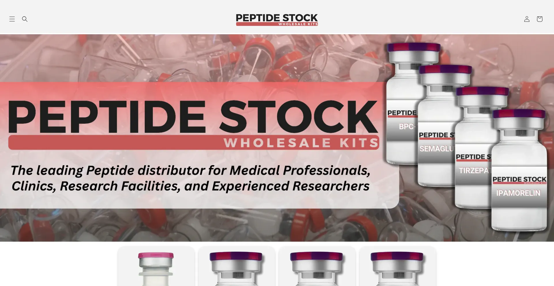 Website screenshot of Peptidestock.com