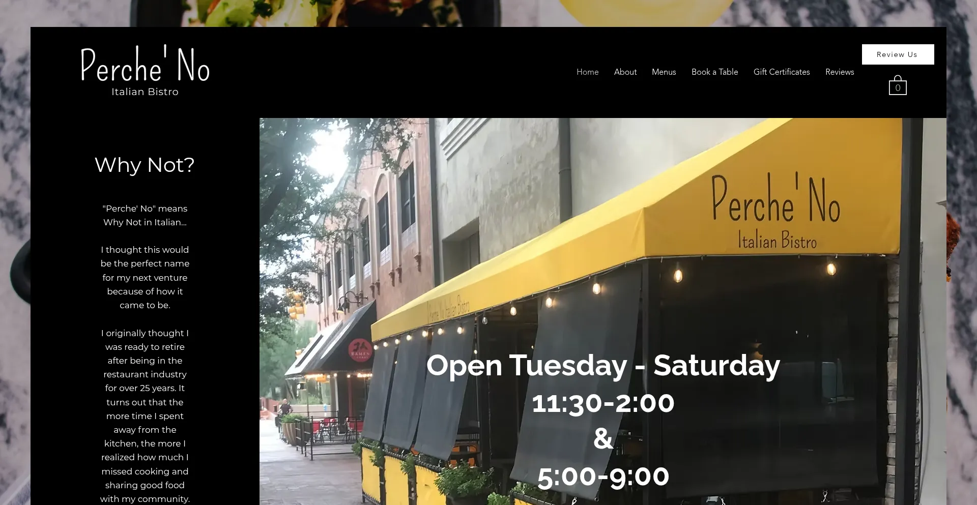 Website screenshot of Perchenobistro.com