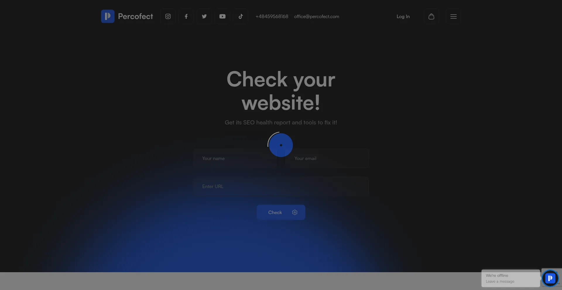 Website screenshot of Percofect.com