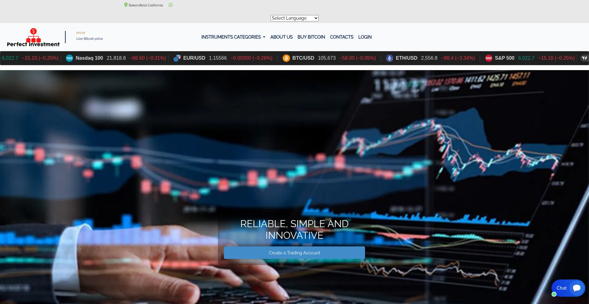 Website screenshot of Perfectinvestment.online