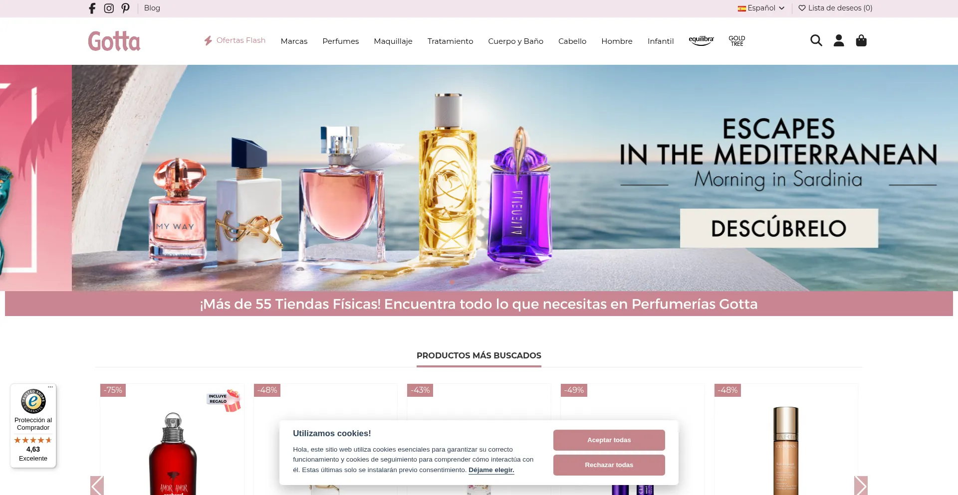 Website screenshot of Perfumeriasgotta.com