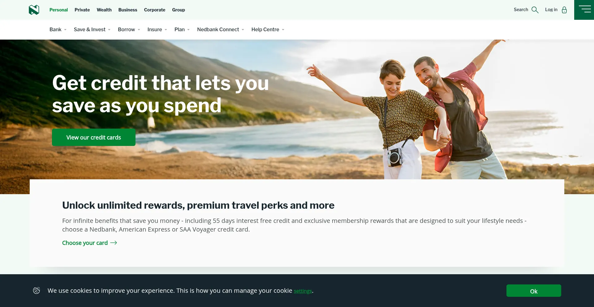 Website screenshot of Personal.nedbank.co.za