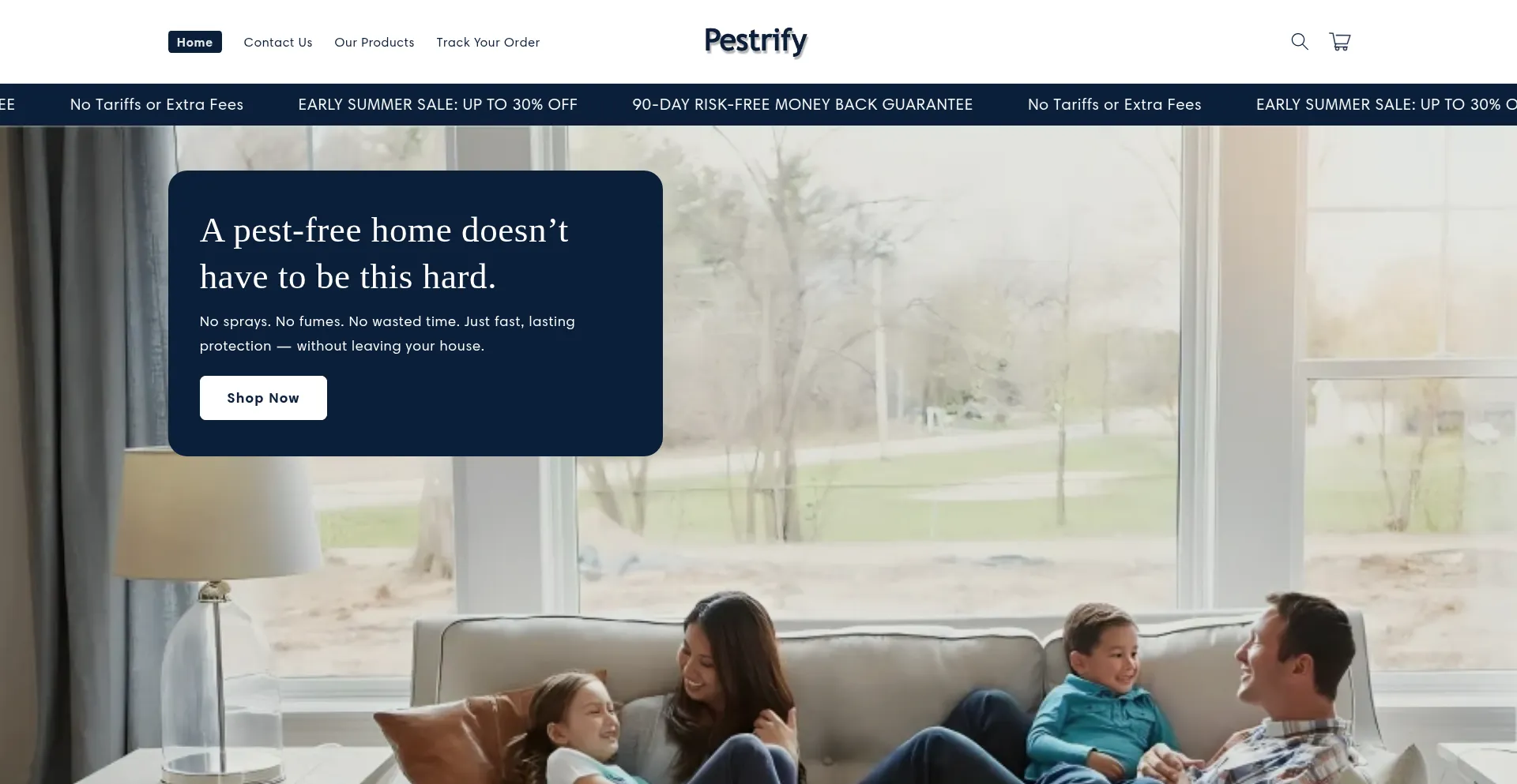 Website screenshot of Pestrify.com