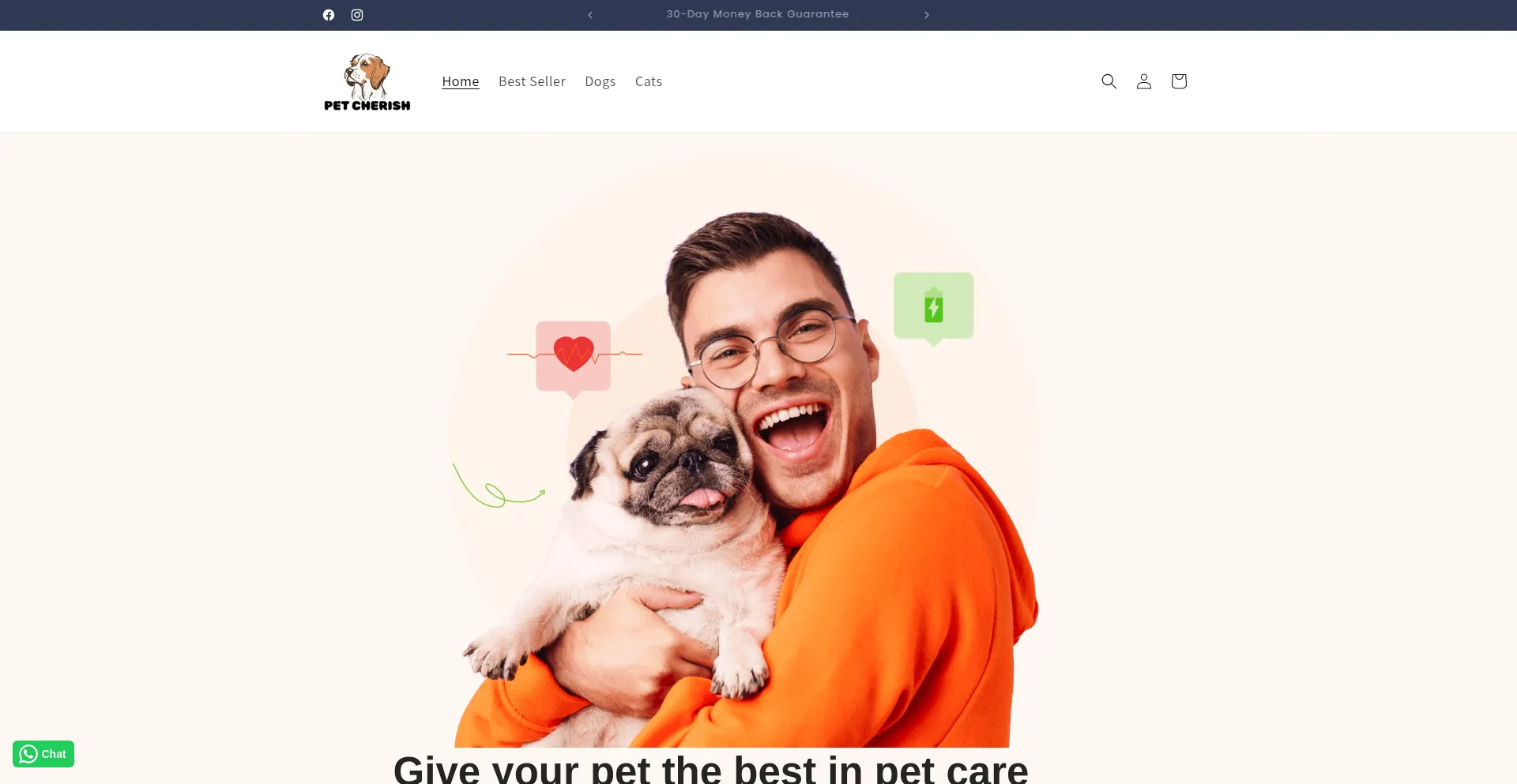 Website screenshot of Petcherish.co.za