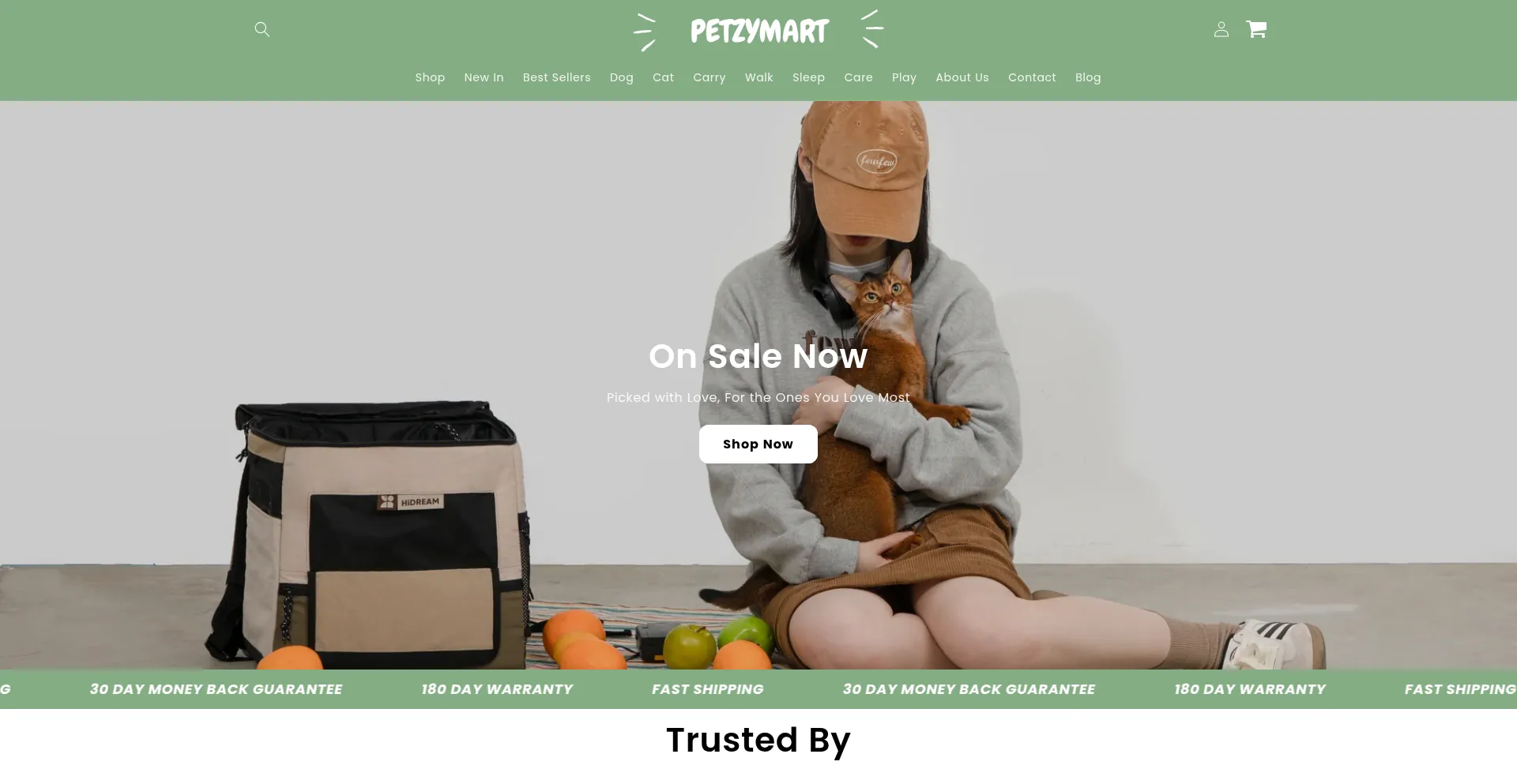 Website screenshot of Petzymart.com