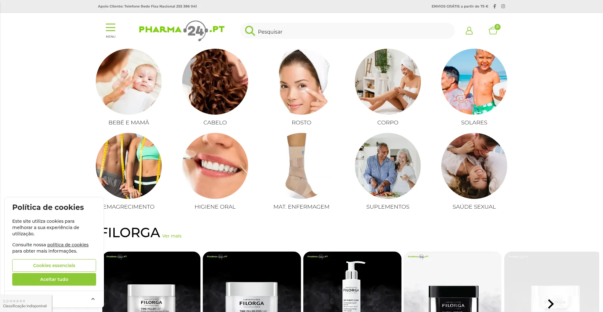 Website screenshot of Pharma24.pt