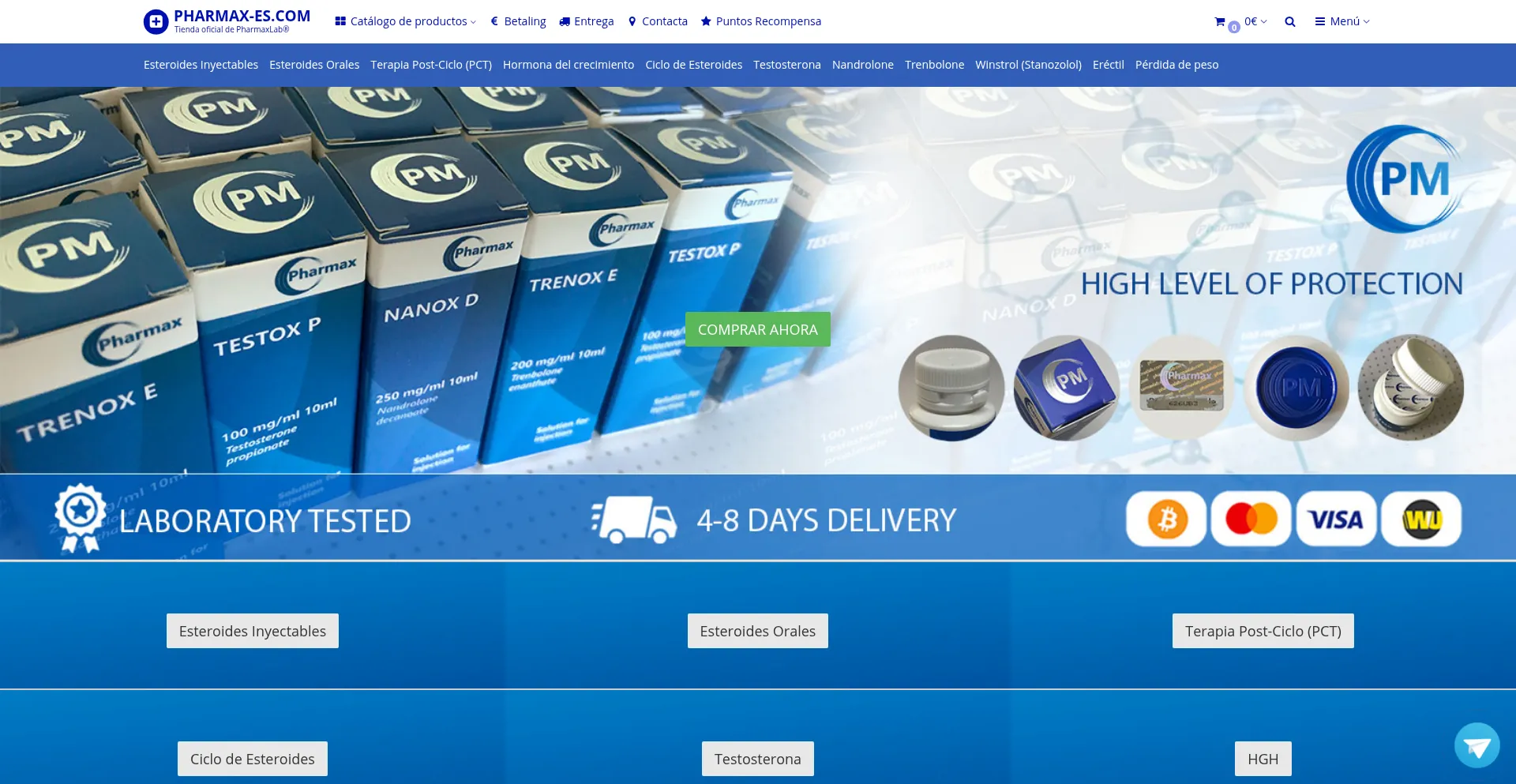 Website screenshot of Pharmax-es.com