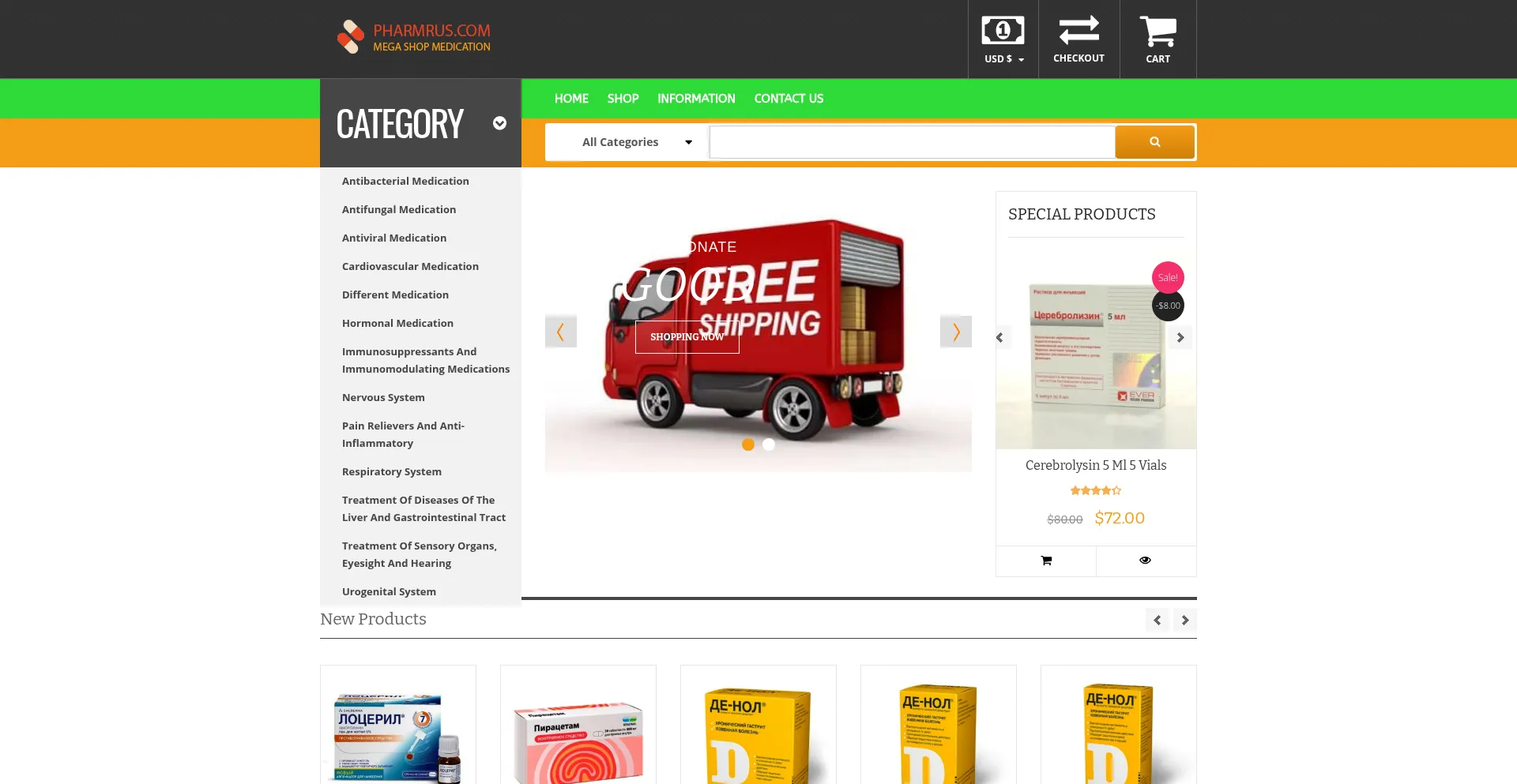 Website screenshot of Pharmrus.com