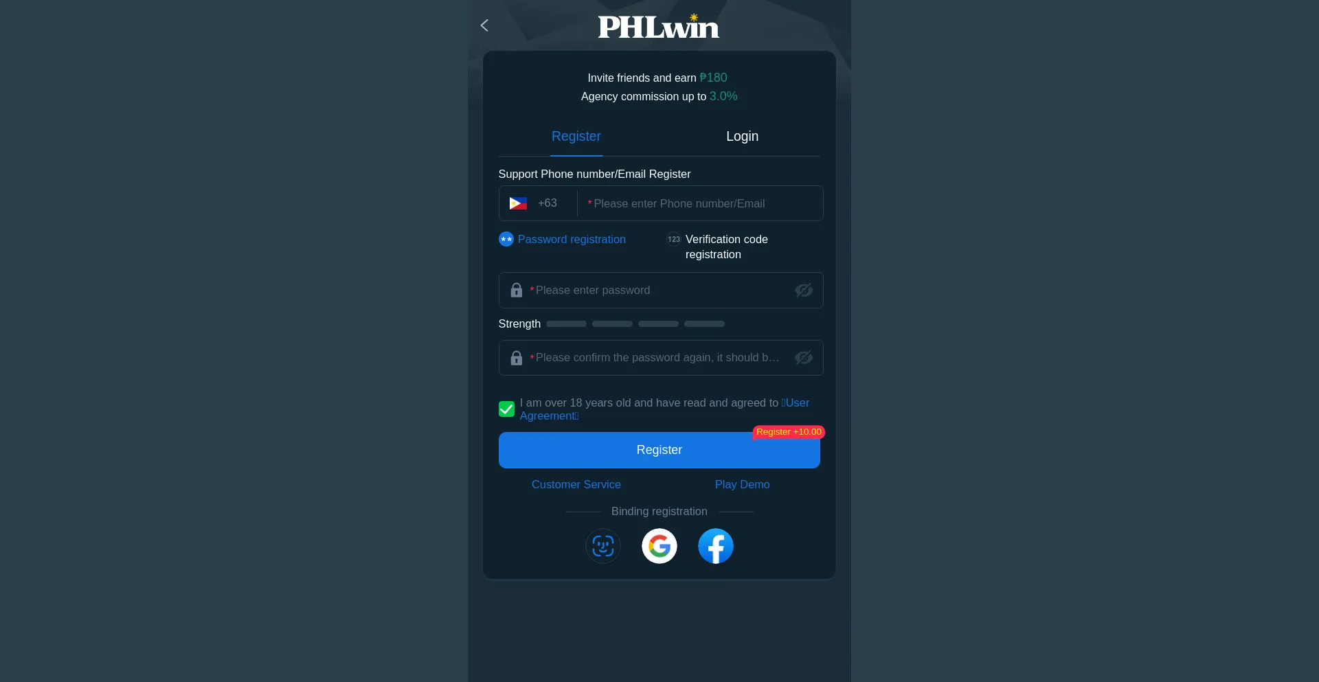 Website screenshot of Phlwin.co
