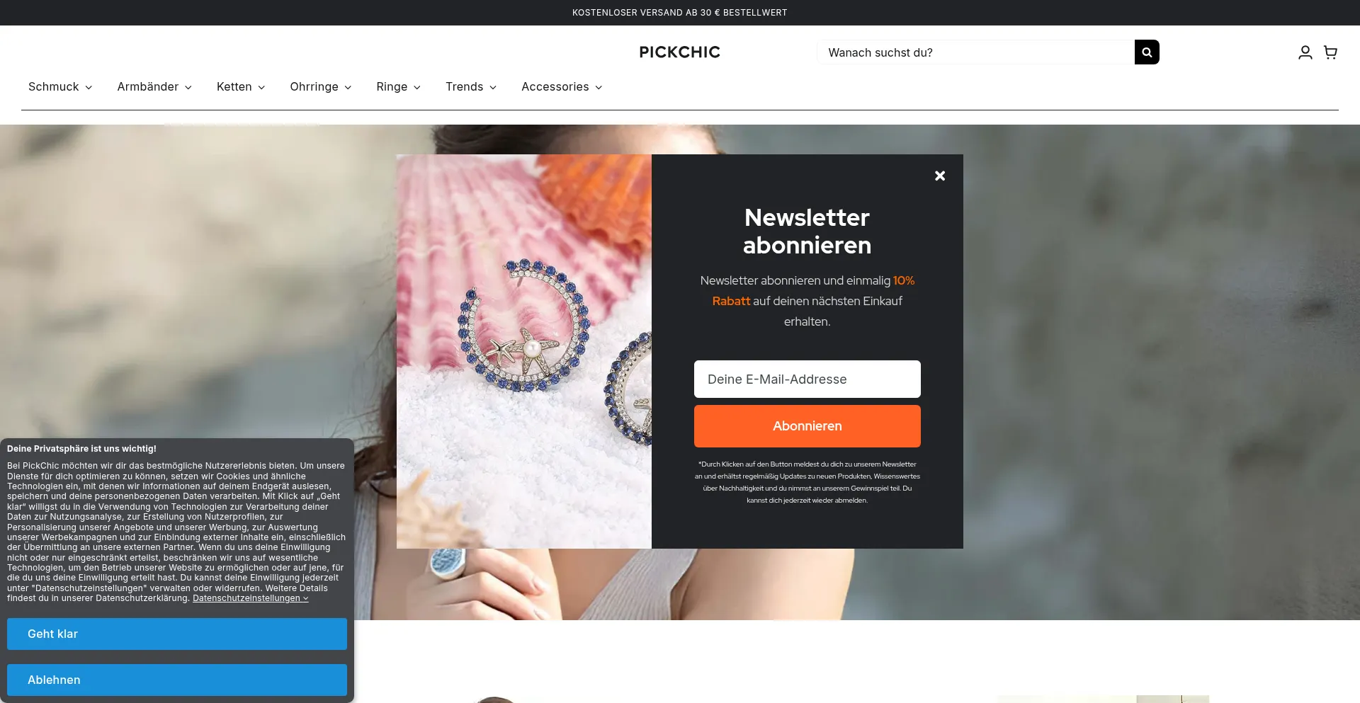 Website screenshot of Pickchic.de