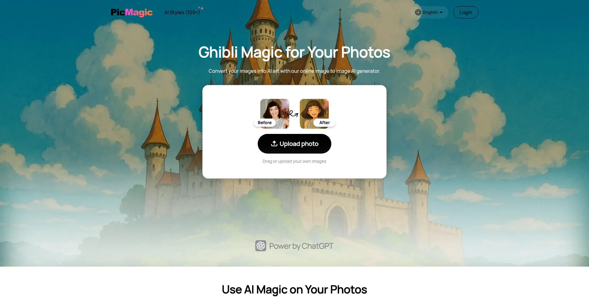 Website screenshot of Picmagic.co