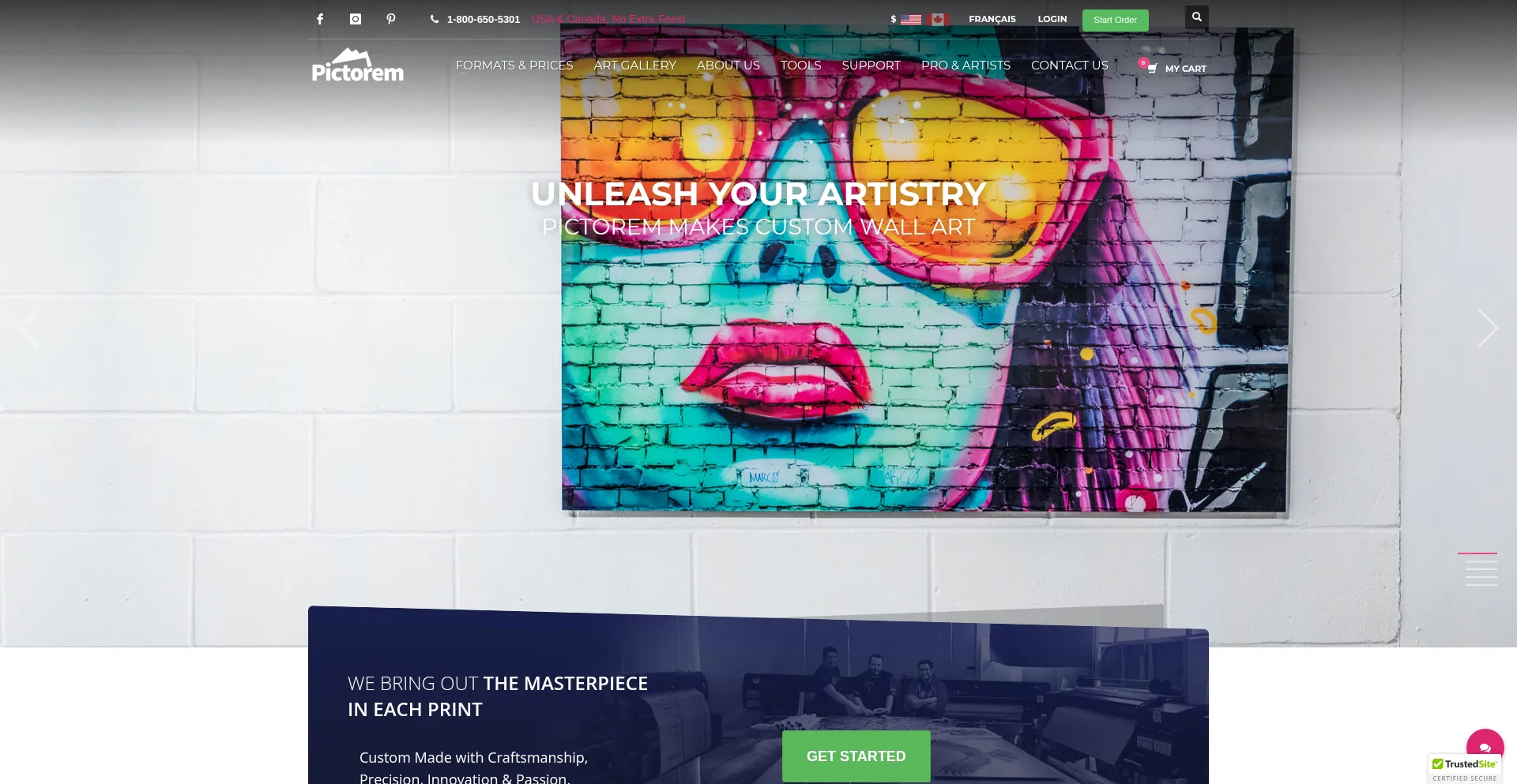Website screenshot of Pictorem.com