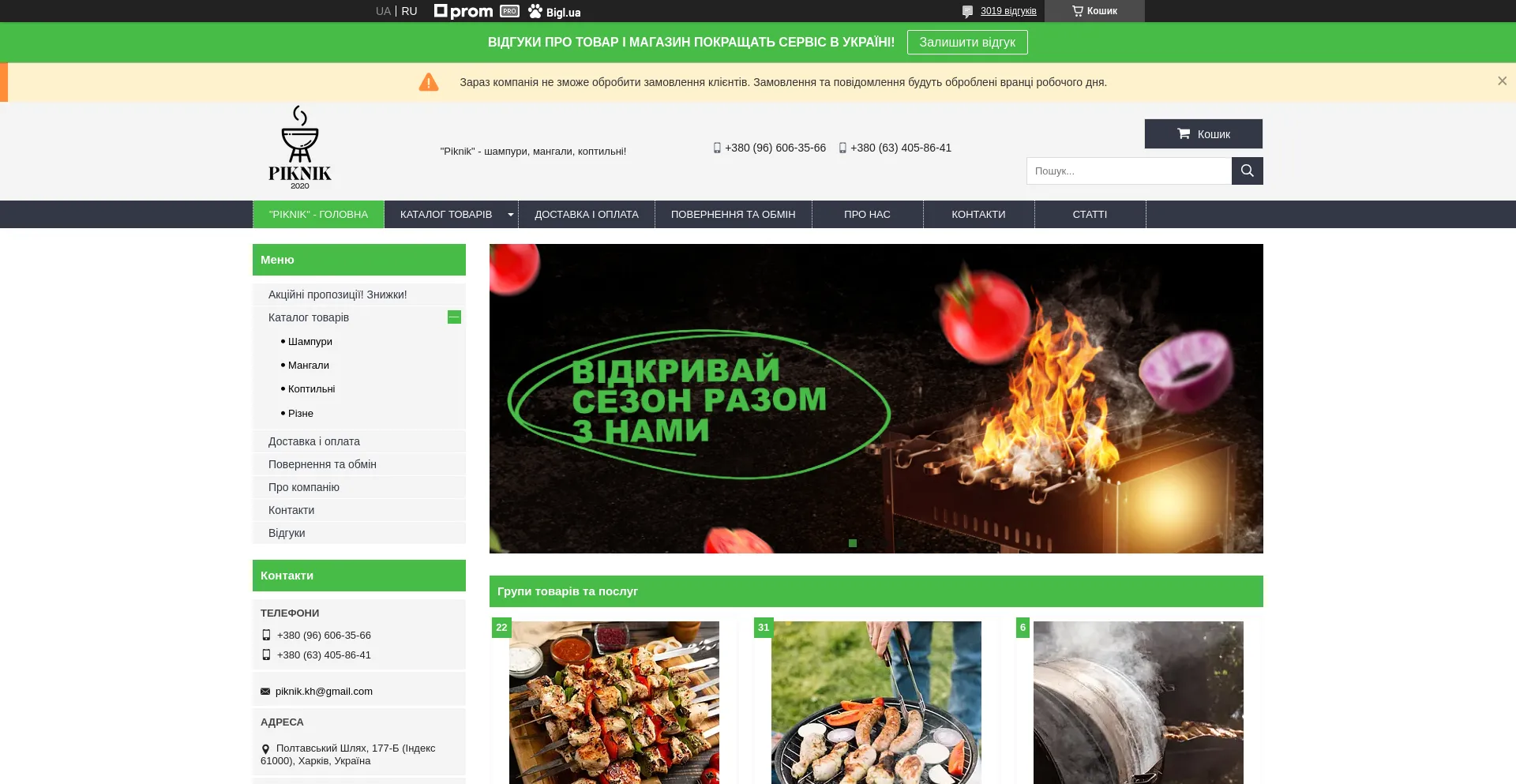 Website screenshot of Piknik.in.ua