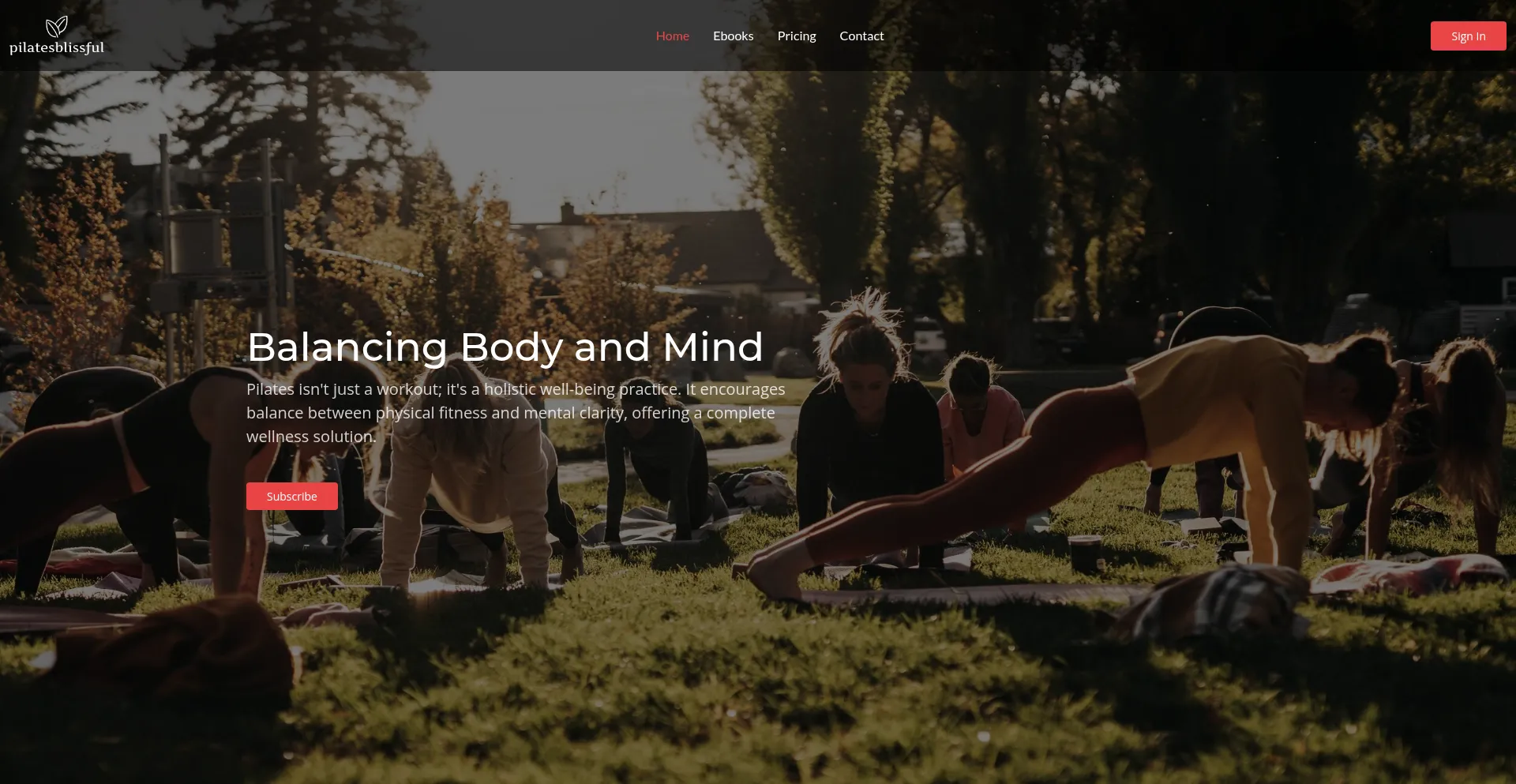Website screenshot of Pilatesblissful.com