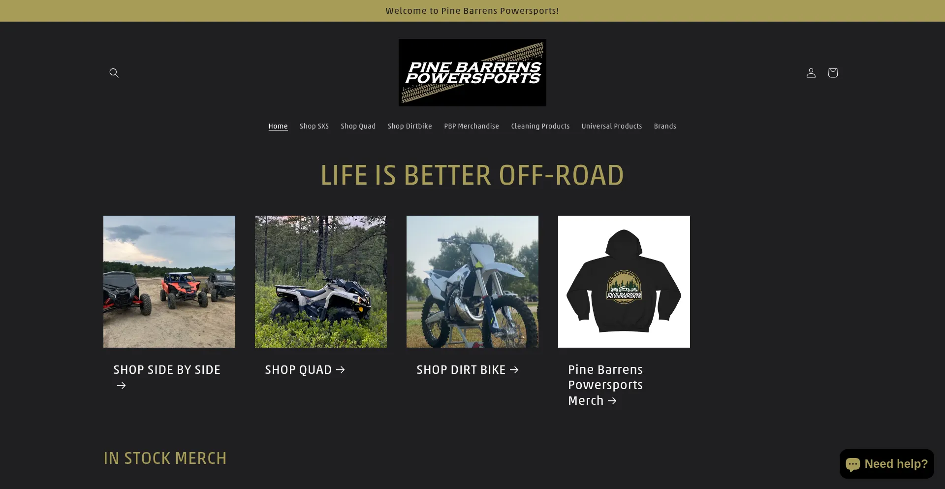 Website screenshot of Pinebarrenspowersports.com