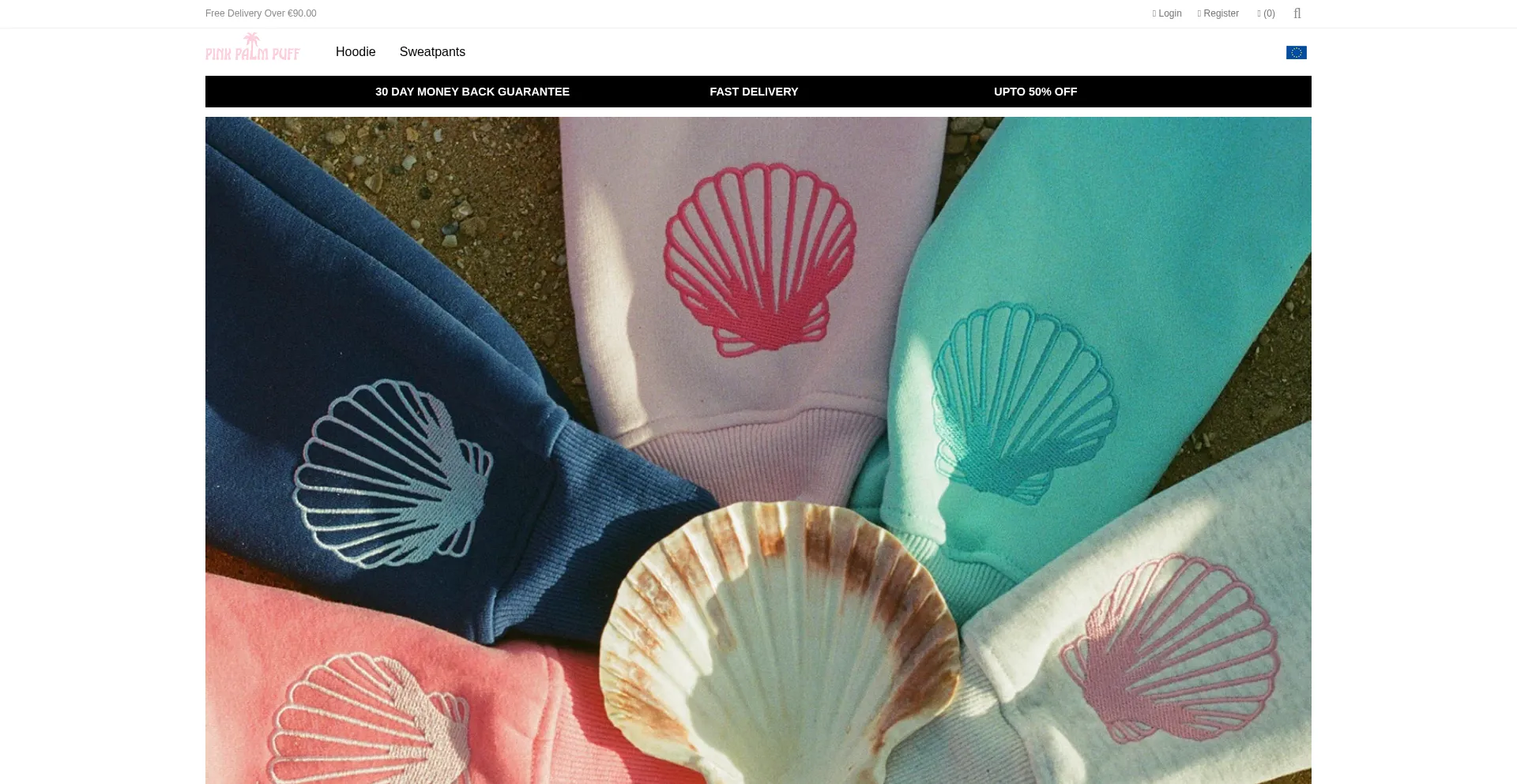 Website screenshot of Pinkpalmpuffeurope.com
