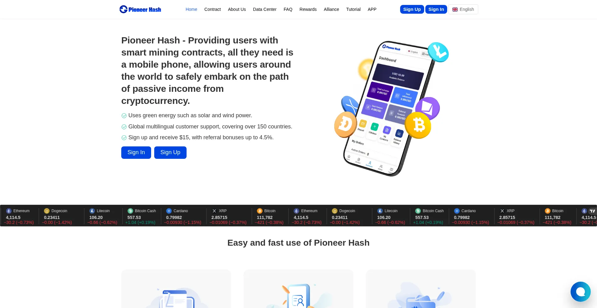 Pioneerhash.com Screenshot