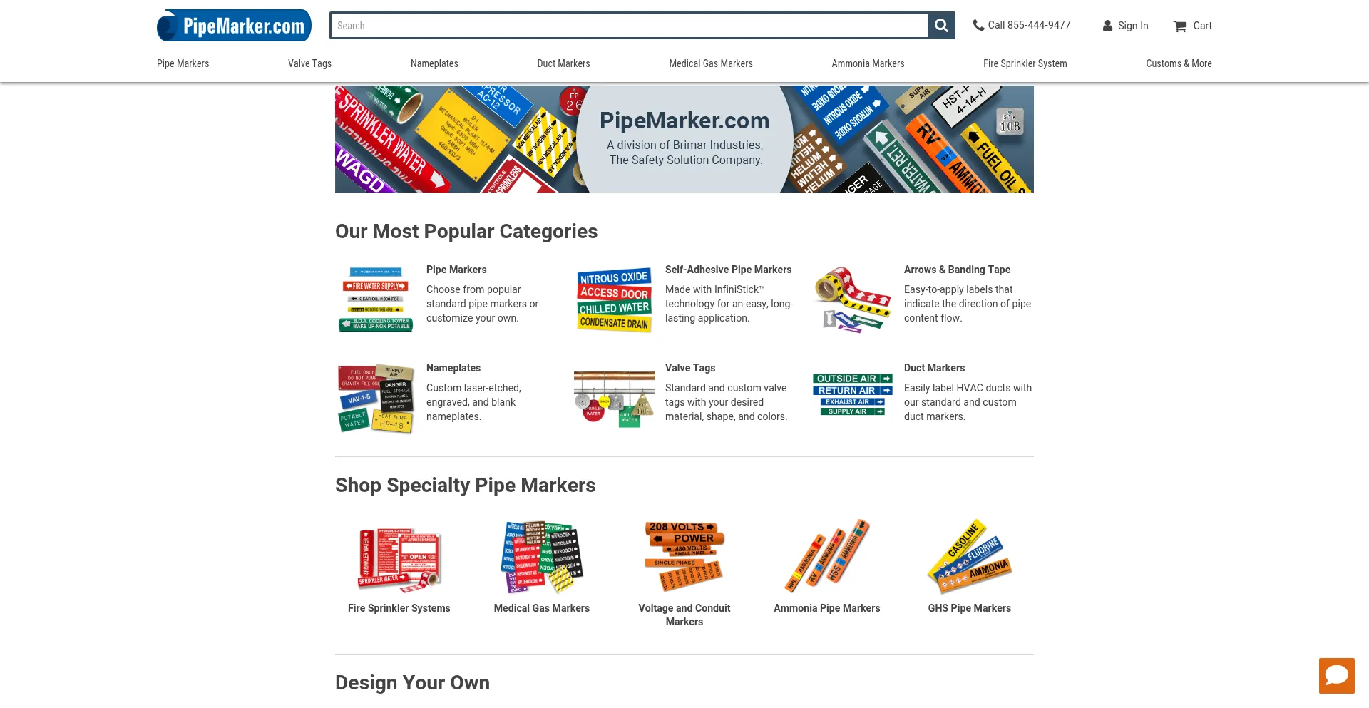 Website screenshot of Pipemarker.com