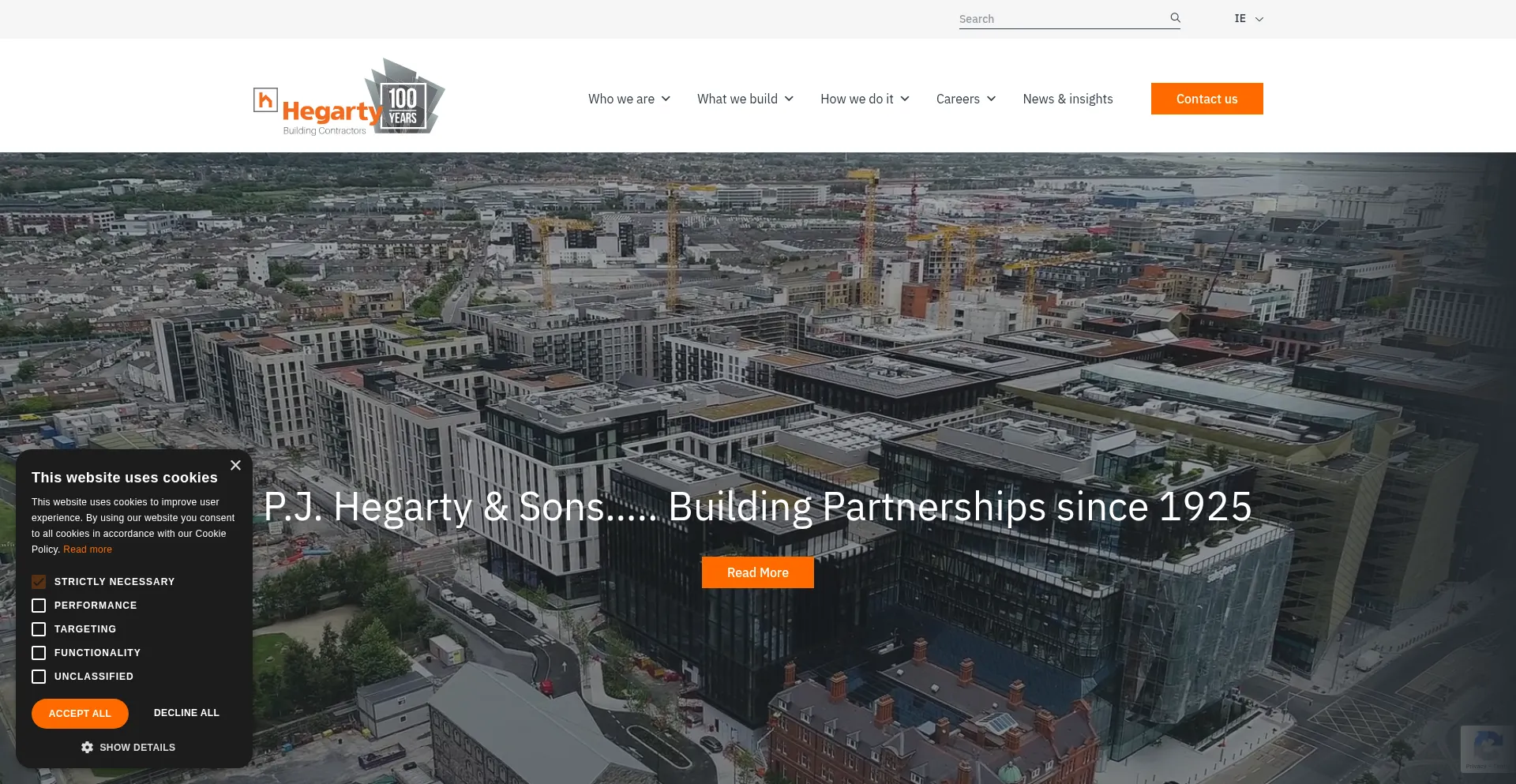 Website screenshot of Pjhegarty.ie