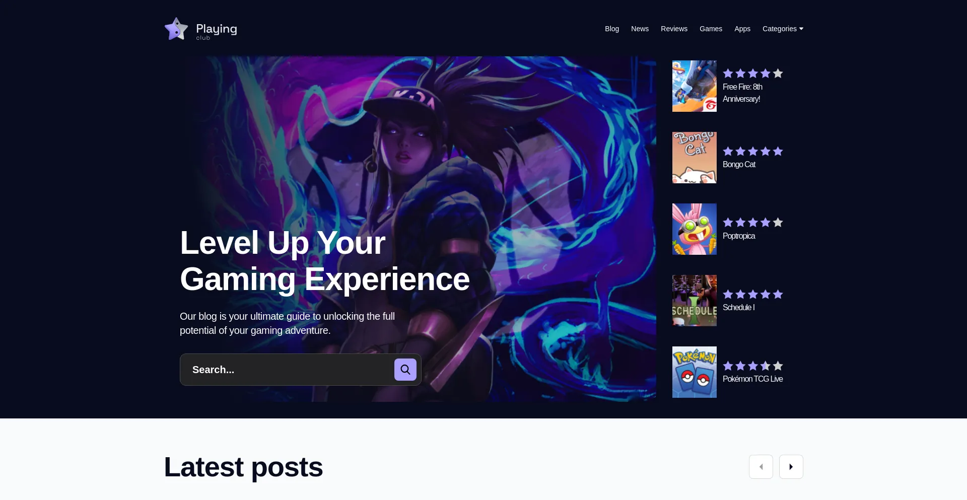 Website screenshot of Playingclub.org
