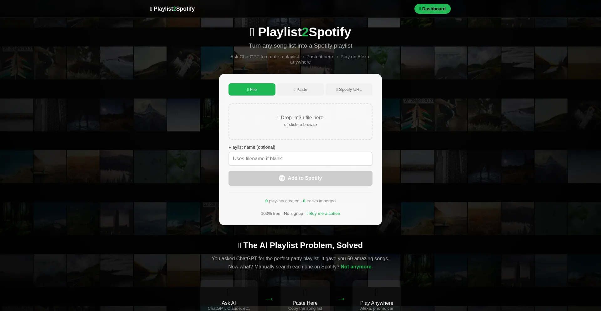 Playlist2spotify.com
