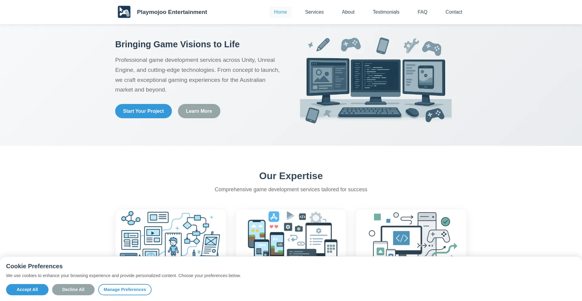 Website screenshot of Playmojoo.com