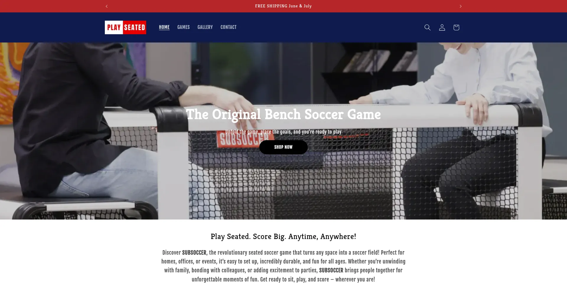 Website screenshot of Playseated.com