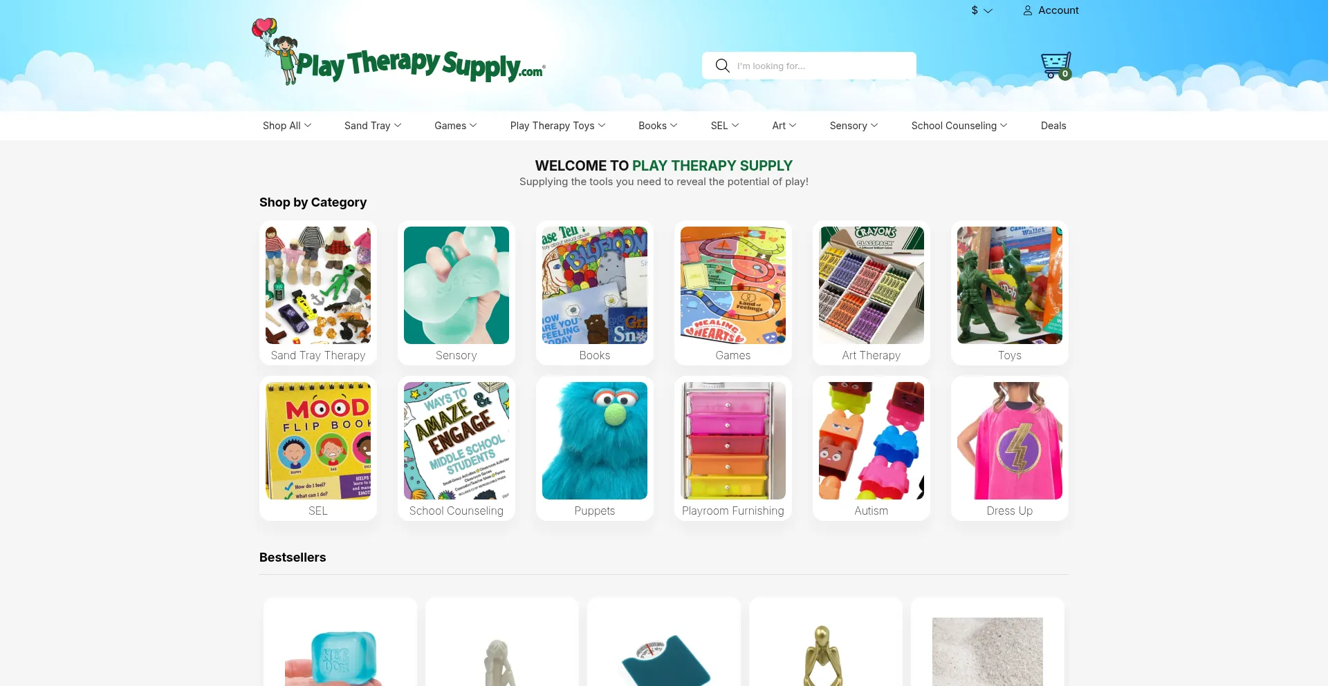 Website screenshot of Playtherapysupply.com