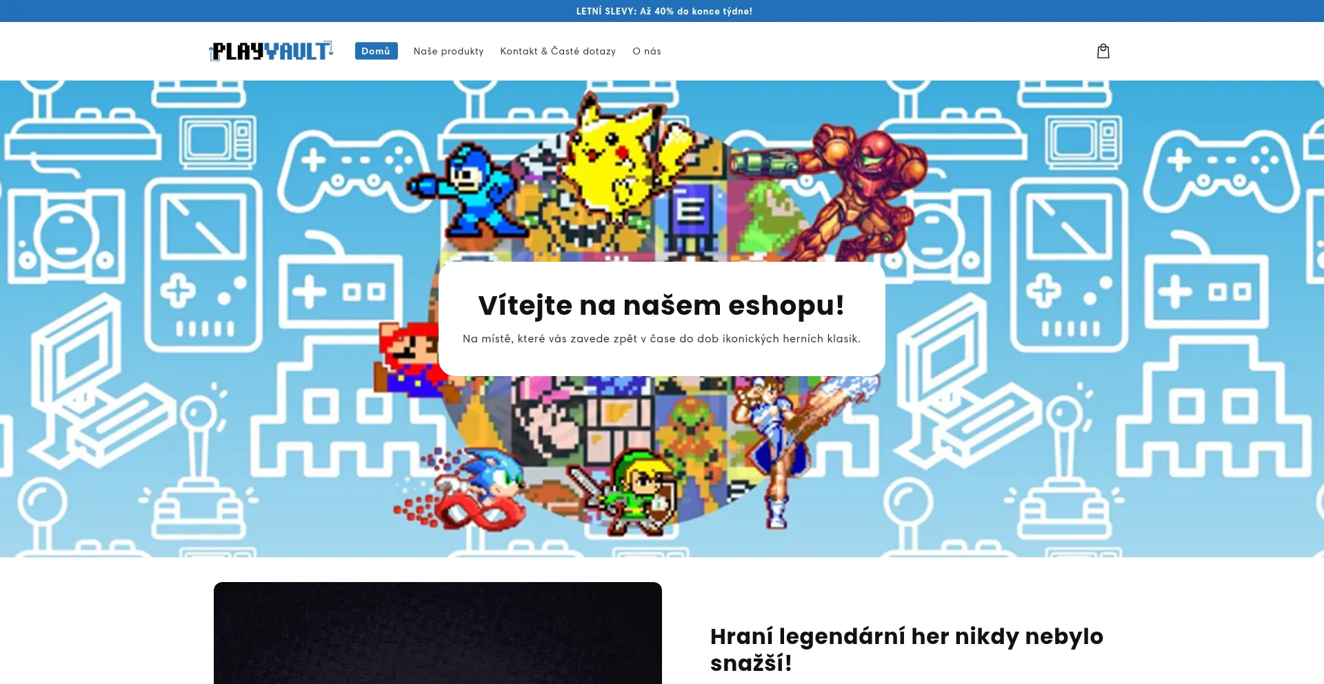 Website screenshot of Playvault.cz