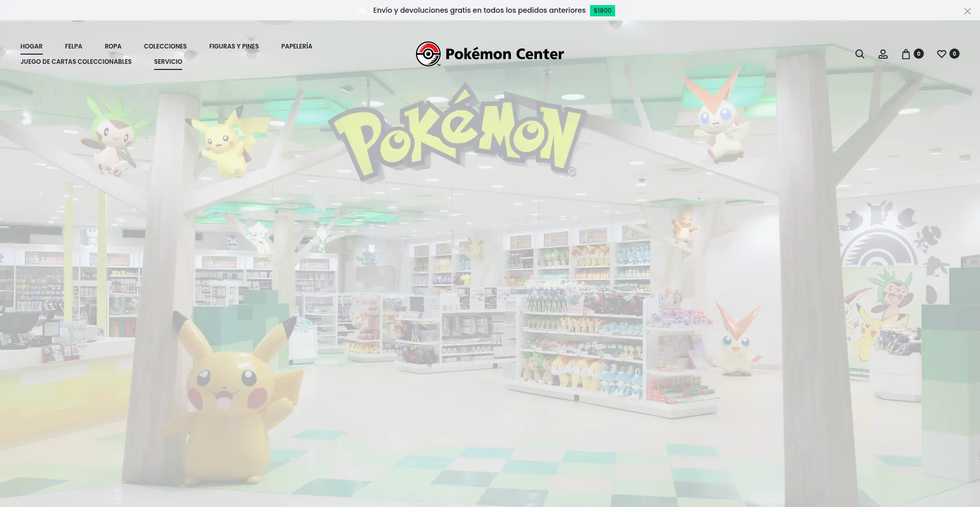 Website screenshot of Pokemoncenter.com.mx