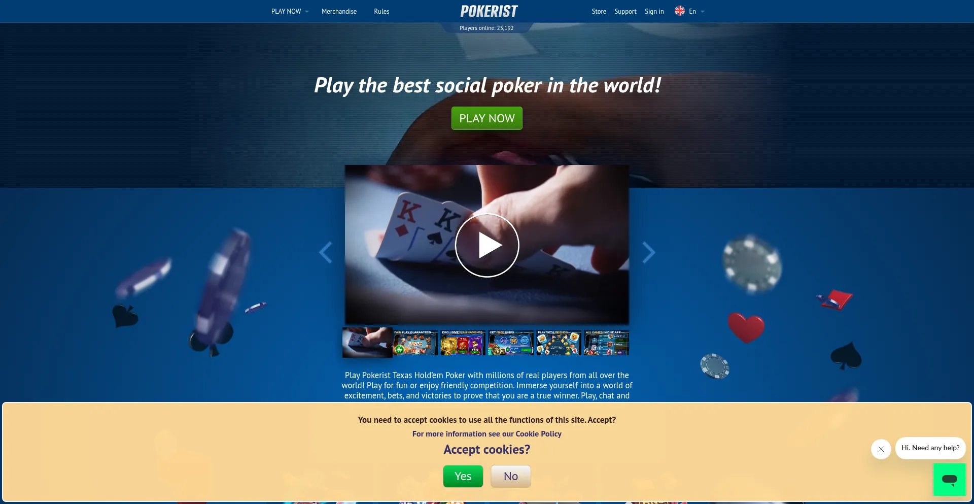 Website screenshot of Pokerist.com