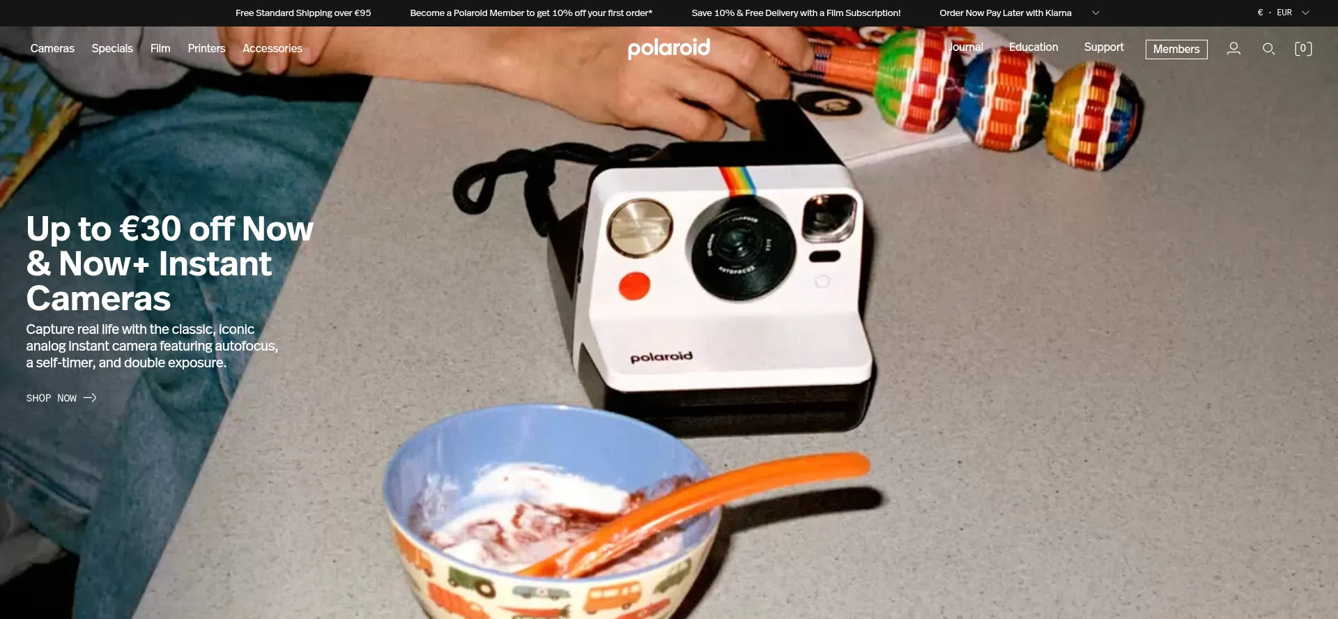 Website screenshot of Polaroid.com