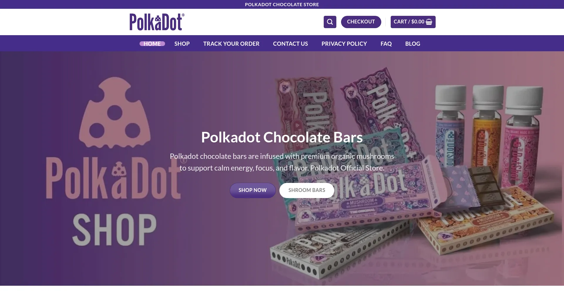 Website screenshot of Polkadotchocolatesstore.com