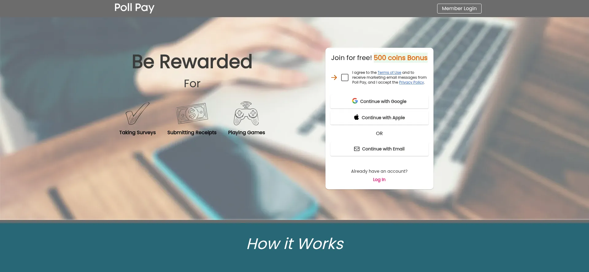 Website screenshot of Pollpay.app
