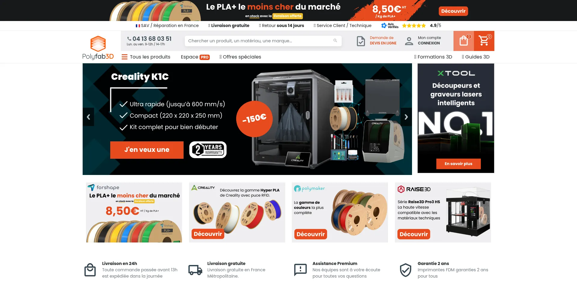 Website screenshot of Polyfab3d.fr